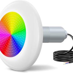 Projecteur Piscine Vissable avec Filetage 2", 15W Lampe Piscine RGB Multicolore 600lm, &Oslash;190mm, 12V A