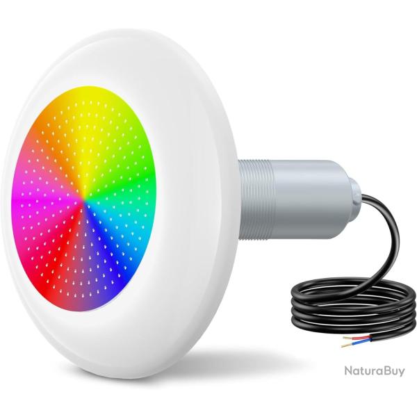 Projecteur Piscine Vissable avec Filetage 2", 15W Lampe Piscine RGB Multicolore 600lm, �190mm, 12V A