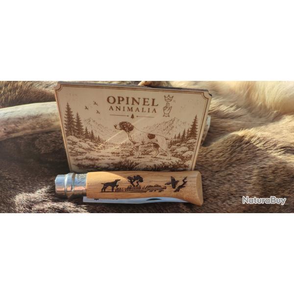 Opinel N�8 Animalia Chien de chasse + Plaque grav�e artisanale - �dition Collection - 29 �