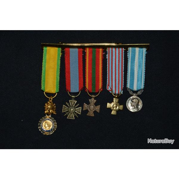 ENSEMBLE 5 MEDAILLES REDUCTIONS -CROIX GUERRE-COMBATTANT VOLONTAIRE-TOE-COLONIALE-INDOCHINE