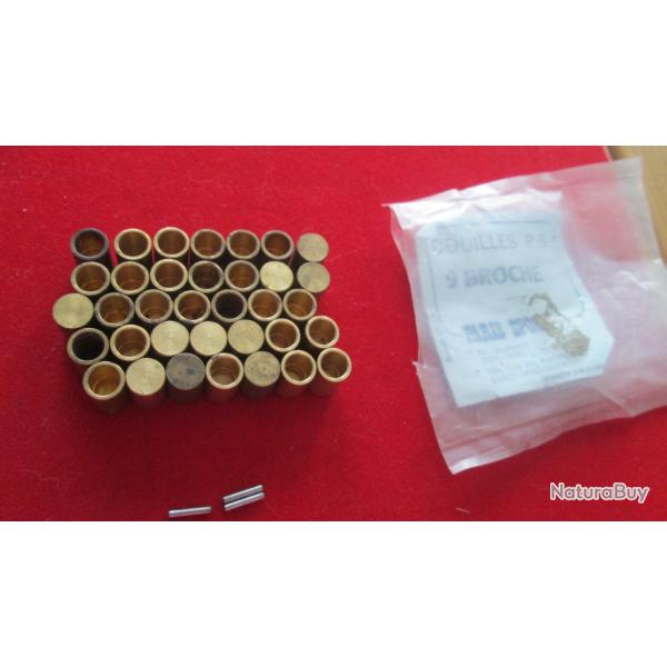 douilles   PARIS SPORT   9mm  A BROCHES neuves     poudre noire   non class�es