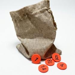 Sac de Tirage au Sort pour Battue - Toile de Jute + 20 Jetons de Poste Num&eacute;rot&eacute;s
