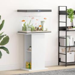 Support pour aquarium blanc 60,5x36x72,5 cm bois d'ing&eacute;nierie