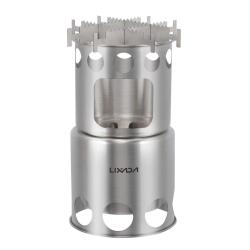 R&eacute;chaud Bois Compact Lixada Acier Inox Taille L Trekking Camping Chauffe Rapide