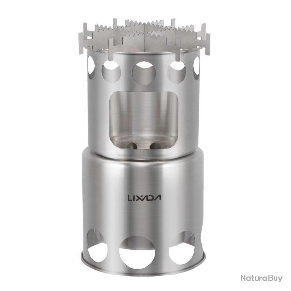 R�chaud Bois Compact Lixada Acier Inox Taille L Trekking Camping Chauffe Rapide