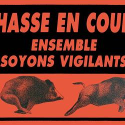 PANNEAU ''ATTENTION CHASSE EN COURS'' 60 X 40 CM