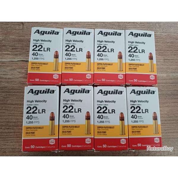 Lot de 400 cartouches de 22lr Aguila 40 grain High Velocity - produits neufs