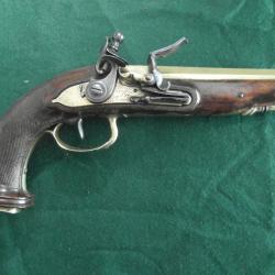 Beau pistolet &agrave; silex d'officier de marine 1er empire sign&eacute; Breffeihl &agrave; Tarbes