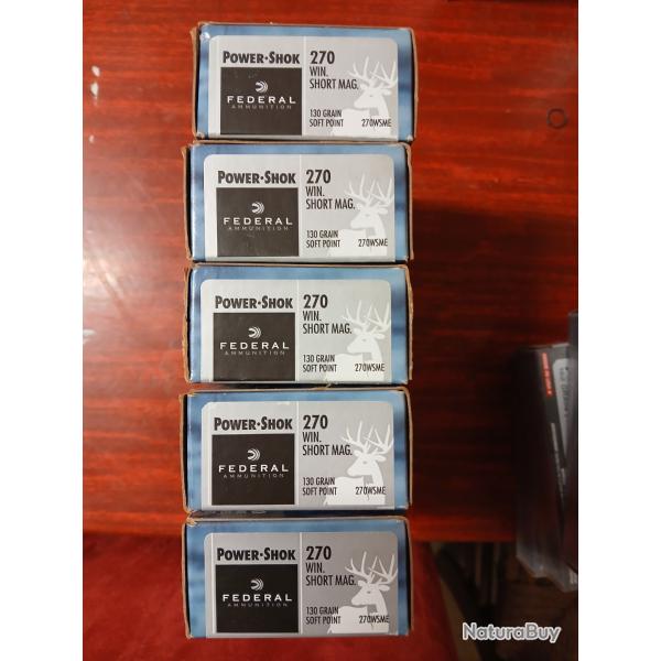 LOT DE 100 BALLES 270WSM FEDERAL 130GR
