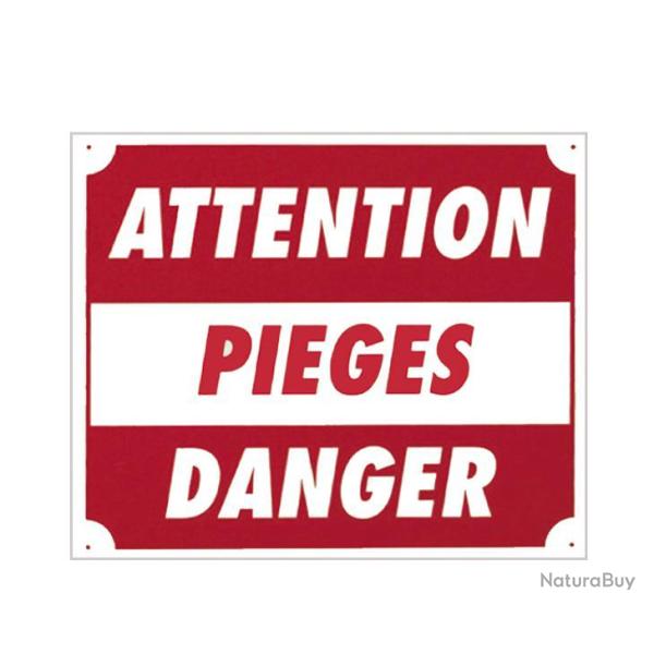 LOT DE 10 PANNEAUX ''ATTENTION PIEGES DANGER'' 30 X 25 CM ALU