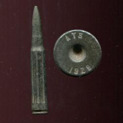 7.5 x 58 Mle 1924 - Tr&egrave;s RARE cartouche inerte de manipulation en acier flut&eacute; noirci