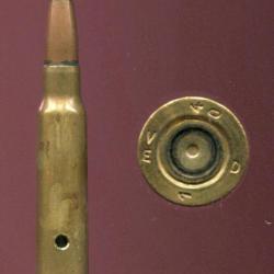 7.5 x 54 MAS - Guerre 39-45-  Balle cuivre pointe verte - Cartoucherie de Valence 1940 - neutralis&eacute;e