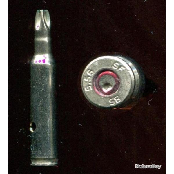 5.56 x 45 FAMAS France - � blanc -  �tui chrom� ferm� en rosette 4 plis