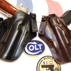 ETUI GALET CUIR pour GLOCK "Le KIDNEY"  (Fabrication Entreprise Artisanale Fran&ccedil;aise)