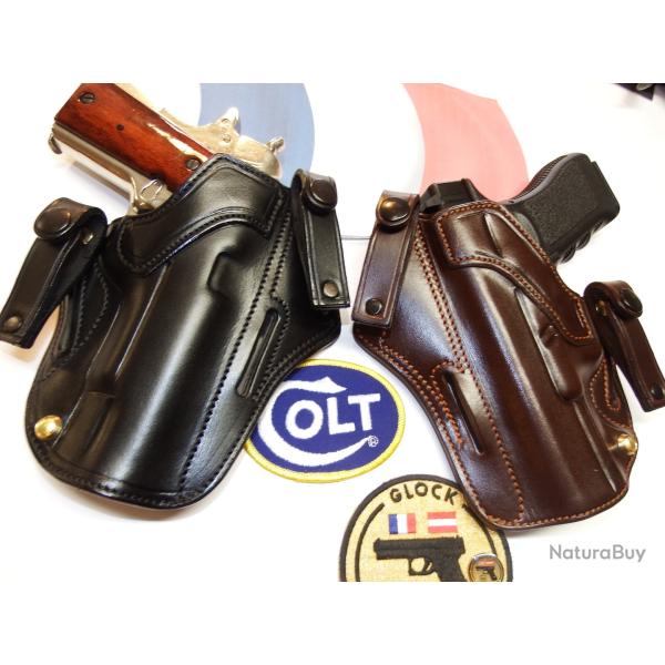 ETUI GALET CUIR pour GLOCK "Le KIDNEY"  (Fabrication Entreprise Artisanale Fran�aise)