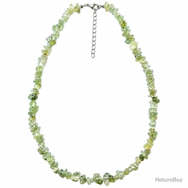 Collier de pierre en pr�hnite �pidote - perles baroques