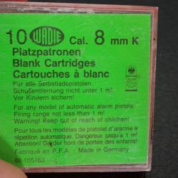 Boite de 10 cartouches calibre 8 mm K, &agrave; blanc, percussion centrale