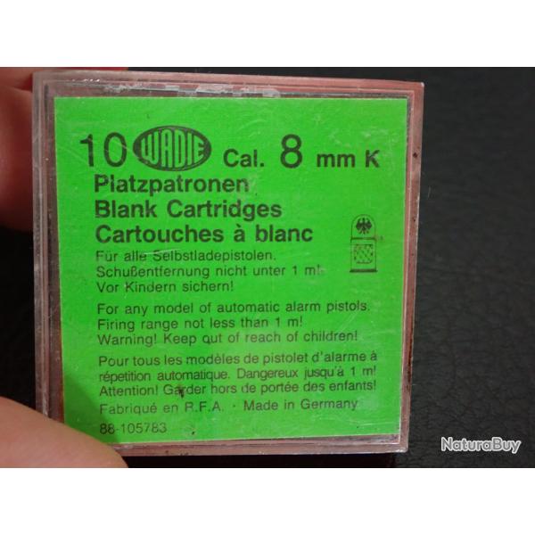 Boite de 10 cartouches calibre 8 mm K, � blanc, percussion centrale