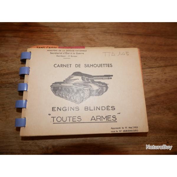 Rare petit Carnet de Silhouettes de Chars dat� 1953 en pleine guerre Froide super sympa
