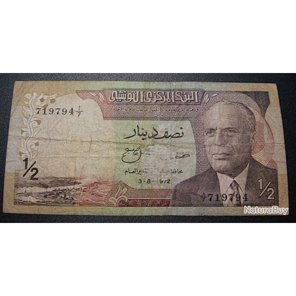 Tunisie , billet de 1/2 DINAR 1972 TB+