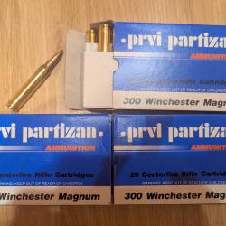 Munitions 300 win mag "PRVI Partizan". Remise en mains propres, pas de livraison