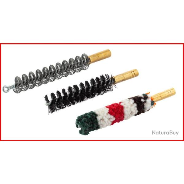 SET DE TROIS BROSSES SPIRALES POUR ARMES A CANON LISSE CAL. 14 MM