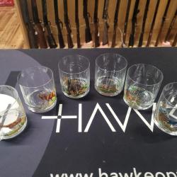 SET VERRE &Agrave; WHISKY Petit et Grand GIBIER x6