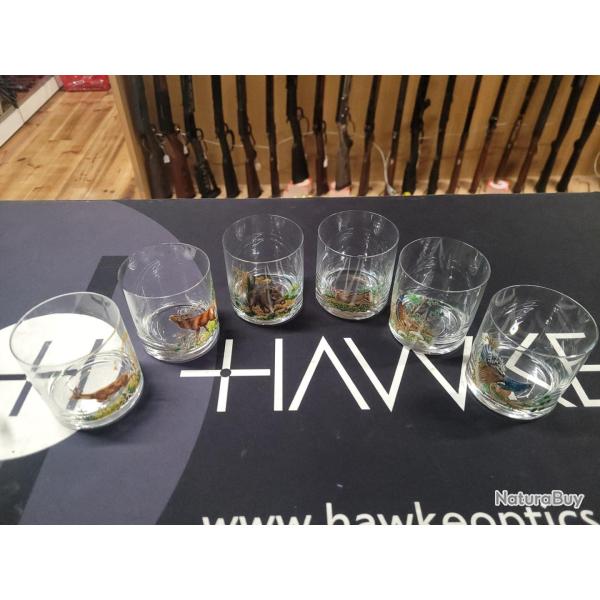 SET VERRE � WHISKY Petit et Grand GIBIER x6