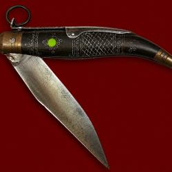 RARE COUTEAU ANCIEN NAVAJA &Agrave; PALANQUILLE (TYPE CATALAN)