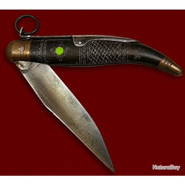 RARE COUTEAU ANCIEN NAVAJA � PALANQUILLE (TYPE CATALAN)