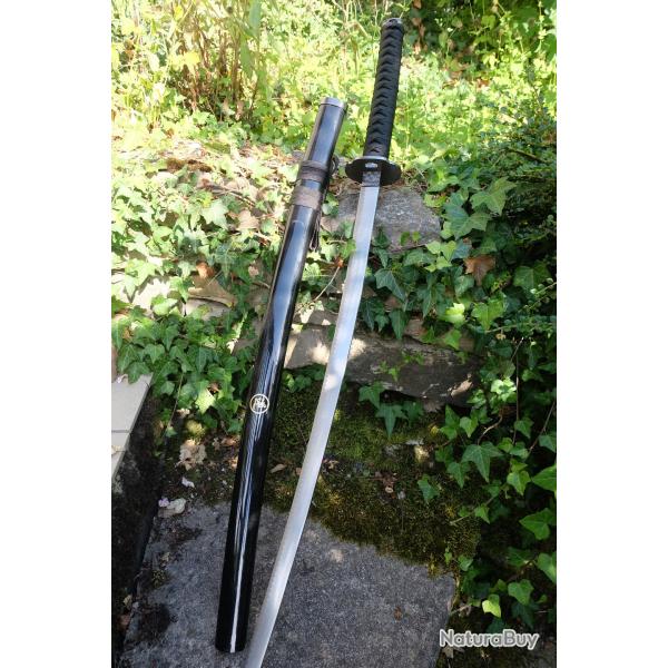 Katana Sabre de Samourai Lame Acier 440 Affut�e Reverse Tanto Tsuba M�tal Etui Bois Verni