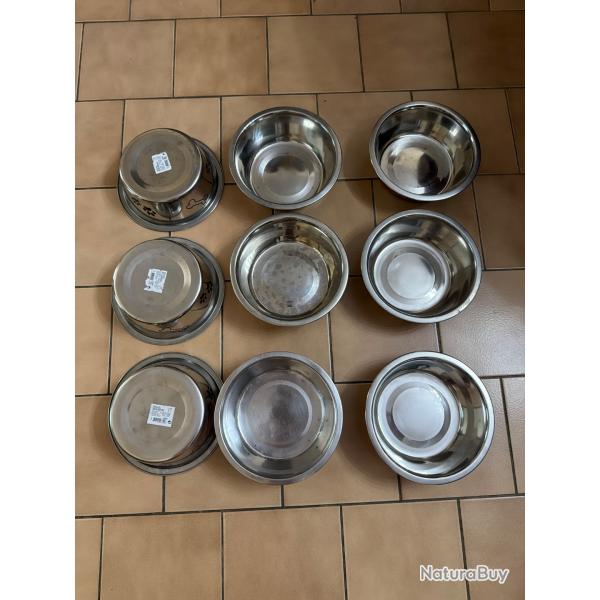 Lot 9 gamelles inox