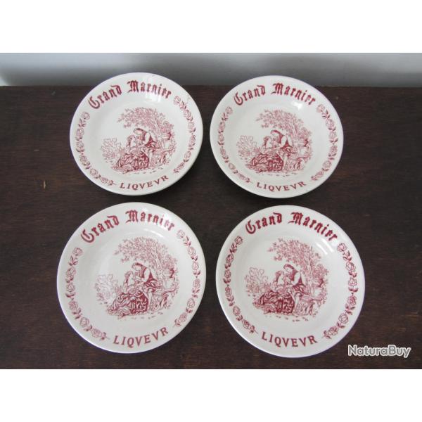 4 Coupelles � monnaie Grand Marnier Fa�ence de Gien 1970