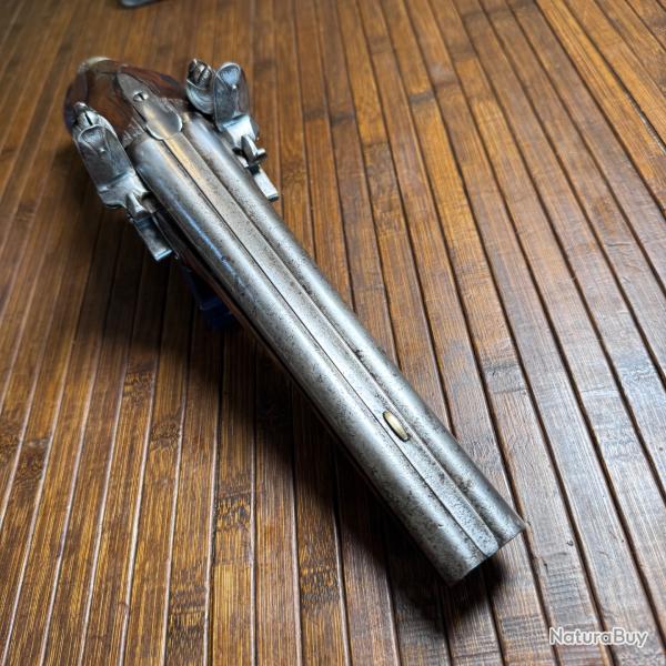 Exceptionnel pistolet de d�fense � silex double canon sign� Jean Griottier - Saint-�tienne vers 1730