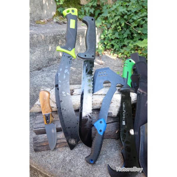 Lot de 5 Machette Hache Couteau Lame Acier 3Cr13 Manche ABS Etui LOT POUR REVENDEURS Survie Outlaw