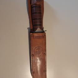 KA-BAR USMC 1217 plain edge, cuir, &eacute;tui cuir 1