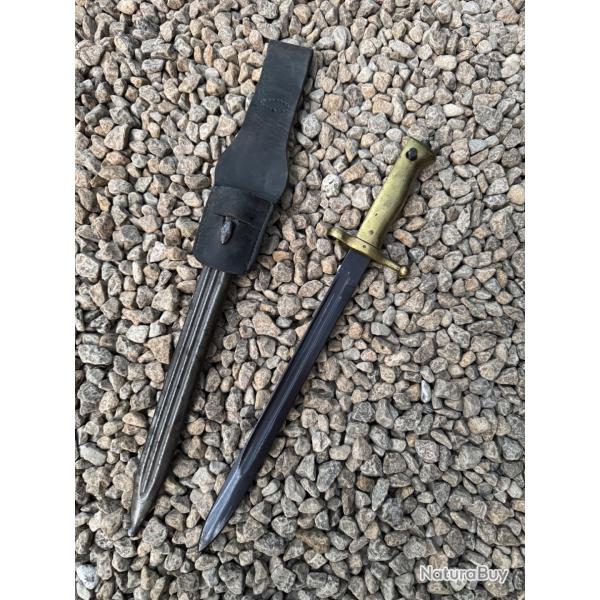 Ba�onnette Vetterli Carcano 70-87-16 Ersatz Manche Laiton Grand Ressort Italie WW1
