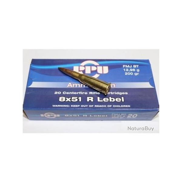 Cartouches PPU Calibre 8x51R .327 LEBEL FMJBT 200grs - Boite de 20 unit�s