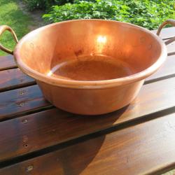 Ancienne grande Bassine/Marmite a confiture en cuivre - Contenance d'environs 15 litres Env (XIX&eacute;)