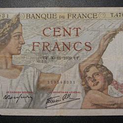 100 francs " Sully" du 30-11-1939  ttb