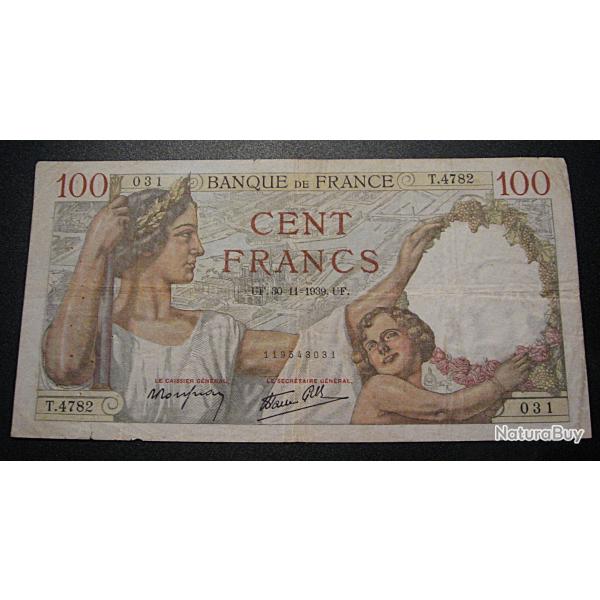 100 francs " Sully" du 30-11-1939  ttb