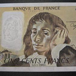 500 francs " Pascal" du 5-5-1988 ttb