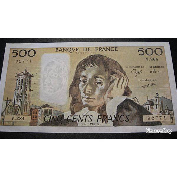 500 francs " Pascal" du 5-5-1988 ttb