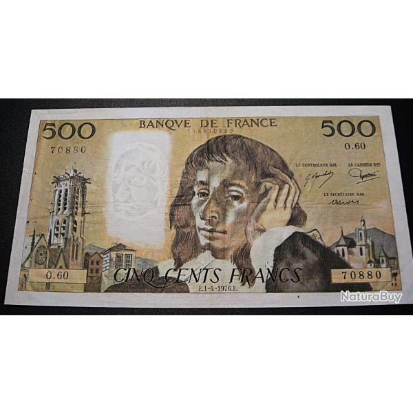 500 francs " Pascal" du 1-4-1976 ttb