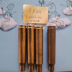 1 LOT de 4 DOUILLES 7 x 64  ( pour rechargement )