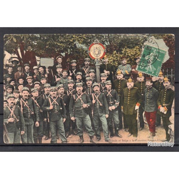 Carte Postale Ancienne Gendarmerie Fran�aise Allemands et Belges � la Fronti�re-N�8380