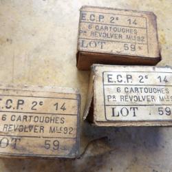 1 paquet revolver 8mm neutralis&eacute;es mod 92 8mm92 poussi&eacute;reux sale 8 mm dat&eacute; 1914 ww1 ou r&eacute;emploi ww2