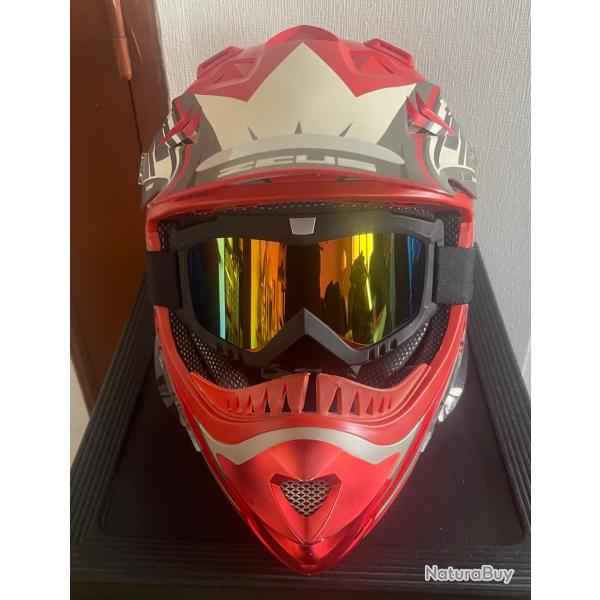 Casque Moto + Lunettes ( cross )