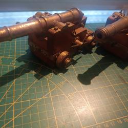 Lot 2 canon deco marine laiton ancien arsenal toulon