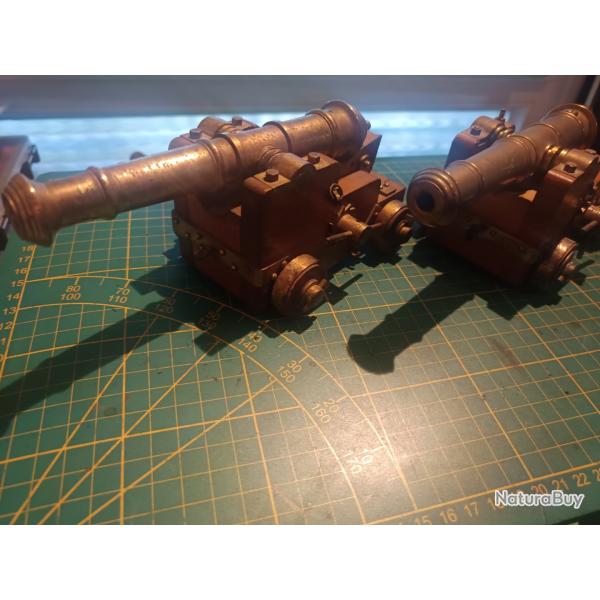 Lot 2 canon deco marine laiton ancien arsenal toulon